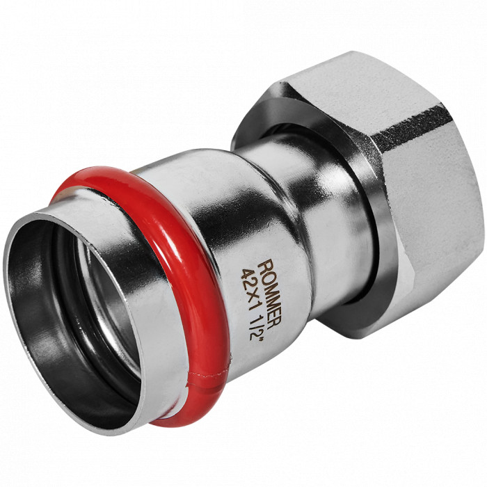 ROMMER RSS-0026-042112 ROMMER Переходник с накидной гайкой-ВР, 42х1 1/2, из нержавеющей стали прессовой