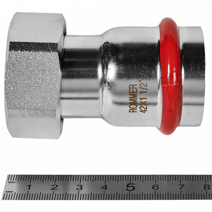 ROMMER RSS-0026-042112 ROMMER Переходник с накидной гайкой-ВР, 42х1 1/2, из нержавеющей стали прессовой