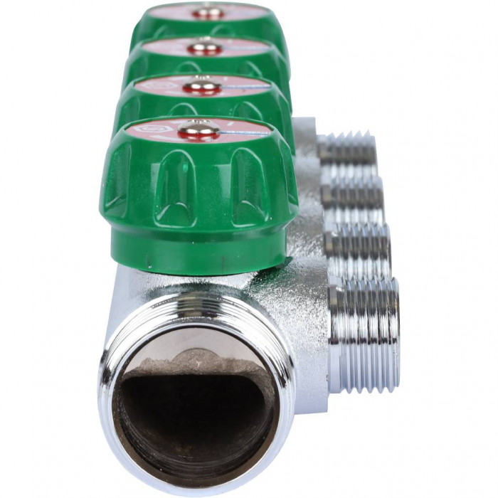 STOUT SMB-6849-011204 Коллектор регулирующий 1", 4 отвода 1/2" плоское уплотнение