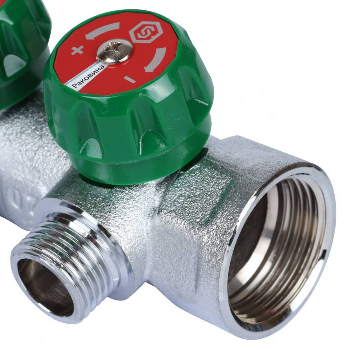 STOUT SMB-6849-011204 Коллектор регулирующий 1", 4 отвода 1/2" плоское уплотнение