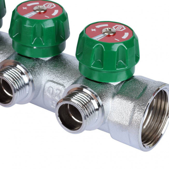 STOUT SMB-6849-011204 Коллектор регулирующий 1", 4 отвода 1/2" плоское уплотнение