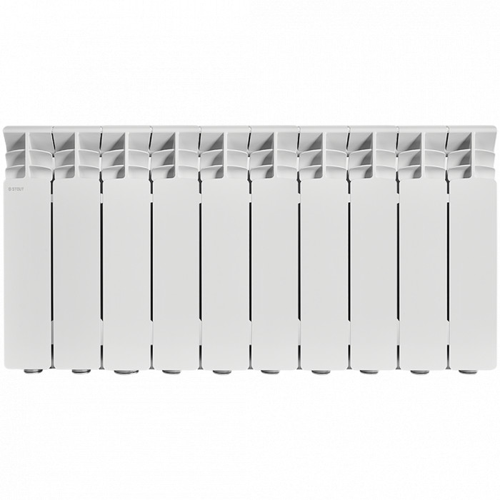 Алюминиевый радиатор STOUT GAMMA 350, 10 секций, боковое подключение, белый