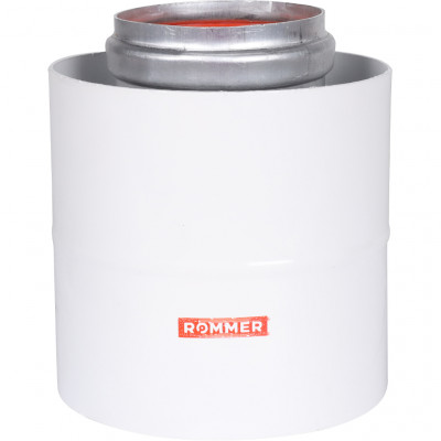 ROMMER RCA-6010-210100 Начальный участок вертикальный коакс. 60/100 (Baxi (кроме ECO Nova/Classic), Ariston, Vaillant, Viessmann, Kiturami, Mizudo, Beretta, Oasis, Wolf, Haier, Tiberis, DeDietrich, Arderia ) хомут в комплекте + втулка D60 L-50