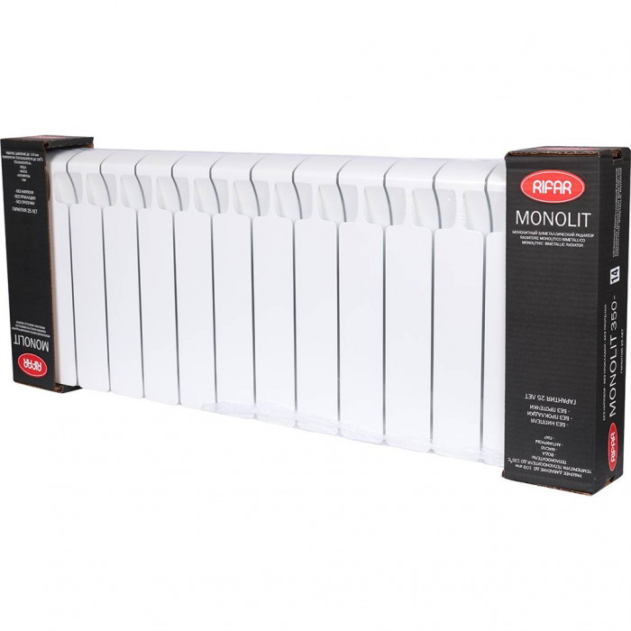 Биметаллический радиатор RIFAR MONOLIT 350, 14 секций, боковое подключение, белый
