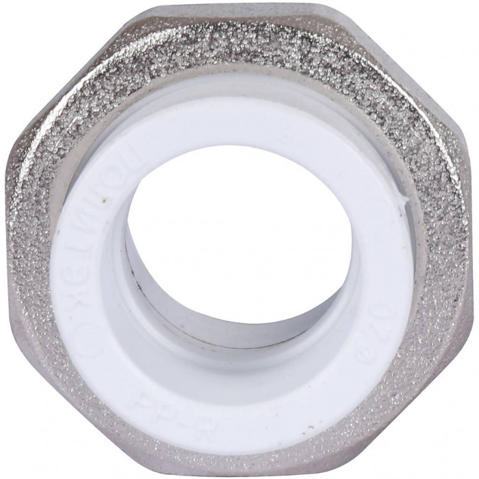 Муфта разъемная с наружной резьбой Политэк 20х3/4 для полипропиленовых труб под сварку (цвет белый)