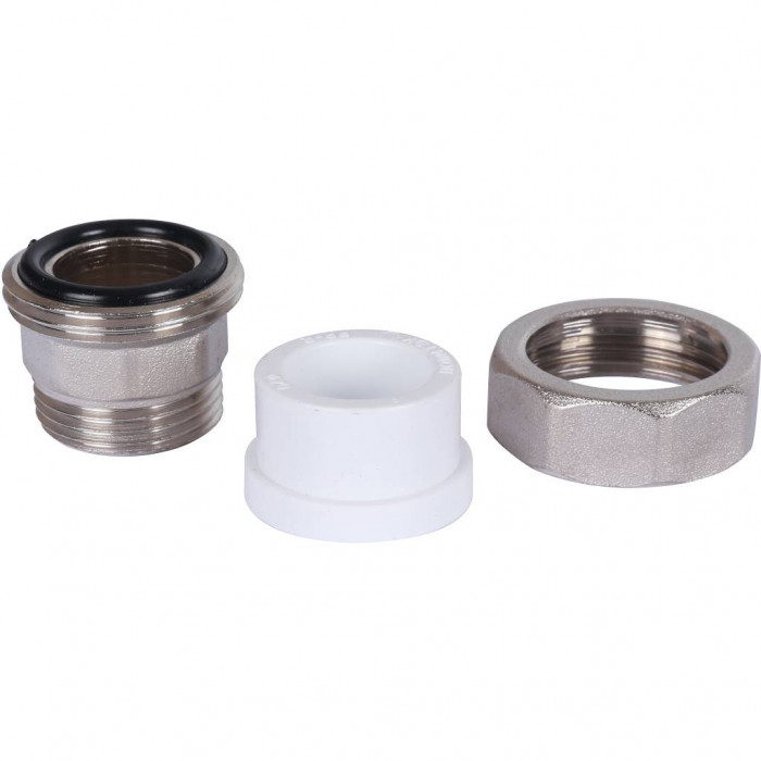 Муфта разъемная с наружной резьбой Политэк 20х3/4 для полипропиленовых труб под сварку (цвет белый)