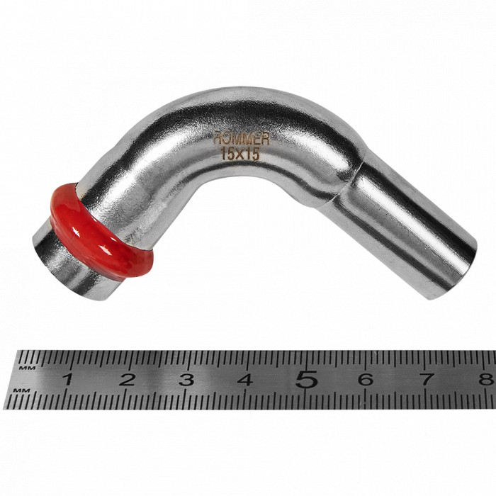 ROMMER RSS-0002-000015 ROMMER Угольник однораструбный 90°-НПр, 15, из нержавеющей стали прессовой