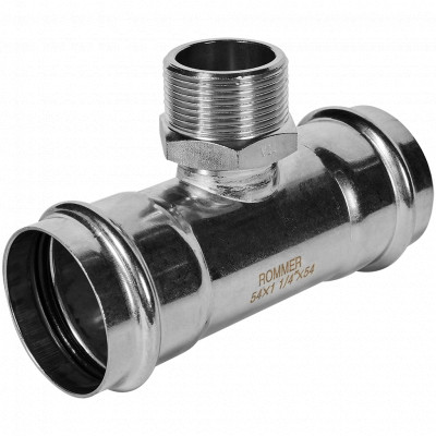 ROMMER RSS-0016-054114 ROMMER Тройник-переходник-НР, 54х1 1/4, из нержавеющей стали прессовой