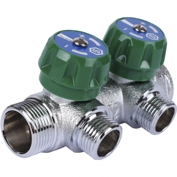 STOUT SMB-6849-341202 STOUT Коллектор регулирующий 3/4", 2 отвода 1/2" плоское уплотнение