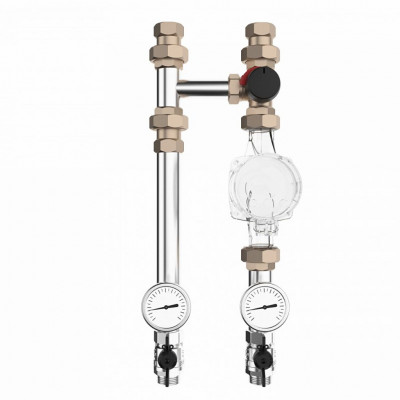 Насосная группа GIDRUSS NGSS-25C (нержавеющая, 1, поворотный смеситель Wester KVs 6,3, краны GIDRUSS с термометрами)