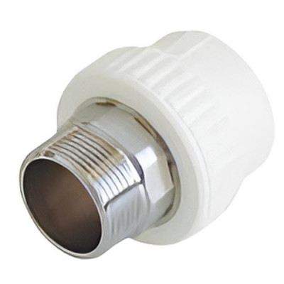 Kalde 25x3/4 Муфта комбинированная с наружной резьбой с выпуском для полипропиленовых труб под сварку (цвет белый)