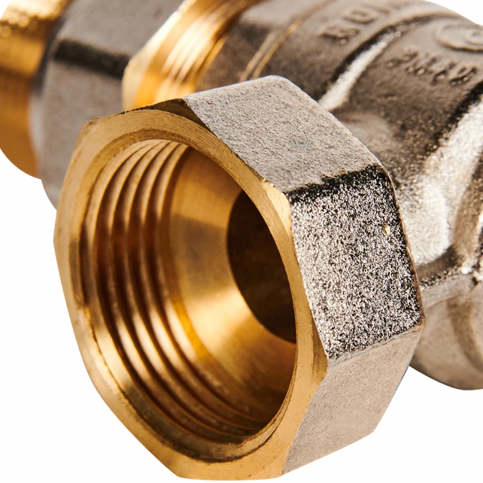 Кран шаровой угловой с американкой ROMMER ВР/НР, ручка бабочка 1