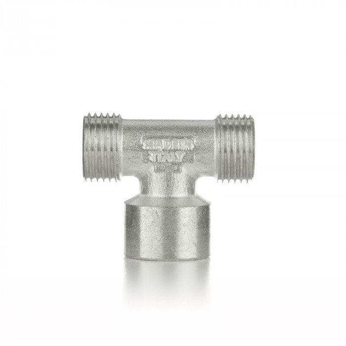 Тройник равнопроходной, НВН 1/2", TIN латунь