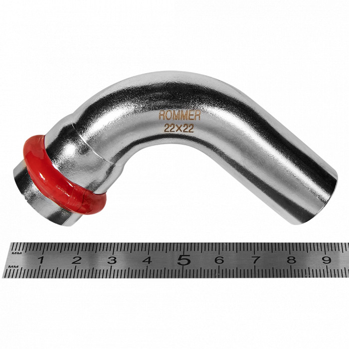 ROMMER RSS-0002-000022 ROMMER Угольник однораструбный 90°-НПр, 22, из нержавеющей стали прессовой