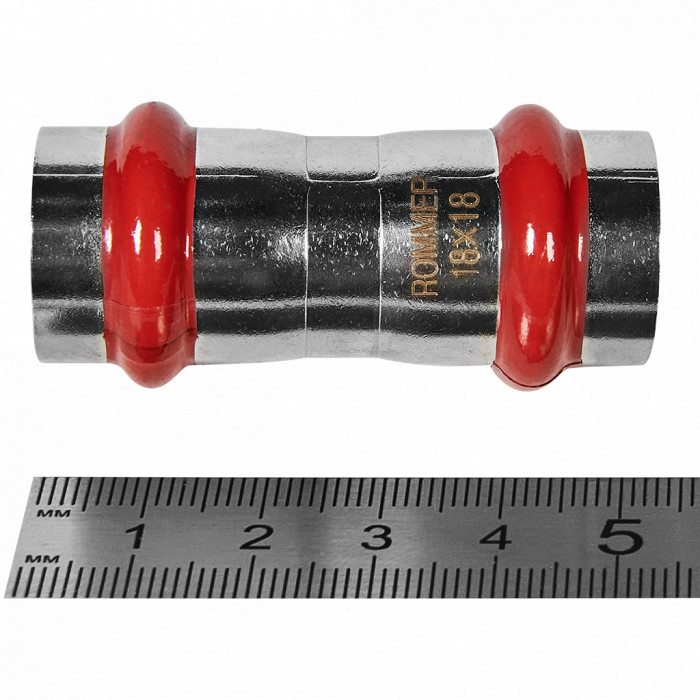 ROMMER RSS-0017-000018 Муфта равнопроходная, 18, из нержавеющей стали прессовой