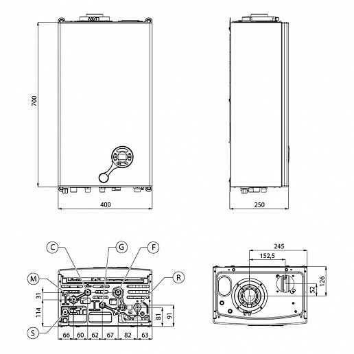 Настенный газовый котел Fondital MINORCA CTFS 15 CU, турбированный, двухконтурный