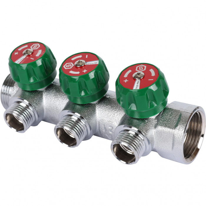 STOUT SMB-6849-341203 STOUT Коллектор регулирующий 3/4", 3 отвода 1/2" плоское уплотнение