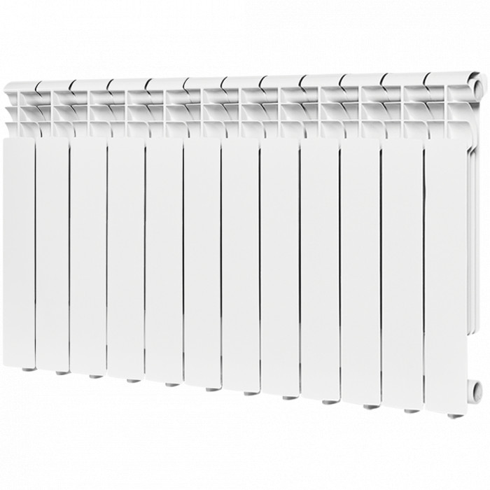 Алюминиевый радиатор ROMMER Profi 500, 12 секций, боковое подключение, белый