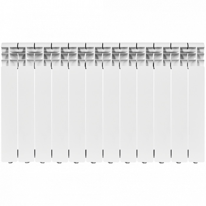 Алюминиевый радиатор ROMMER Profi 500, 12 секций, боковое подключение, белый