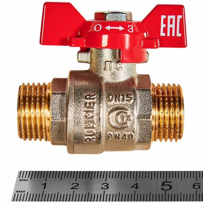 Кран шаровой ROMMER НР/НР, ручка бабочка 1/2
