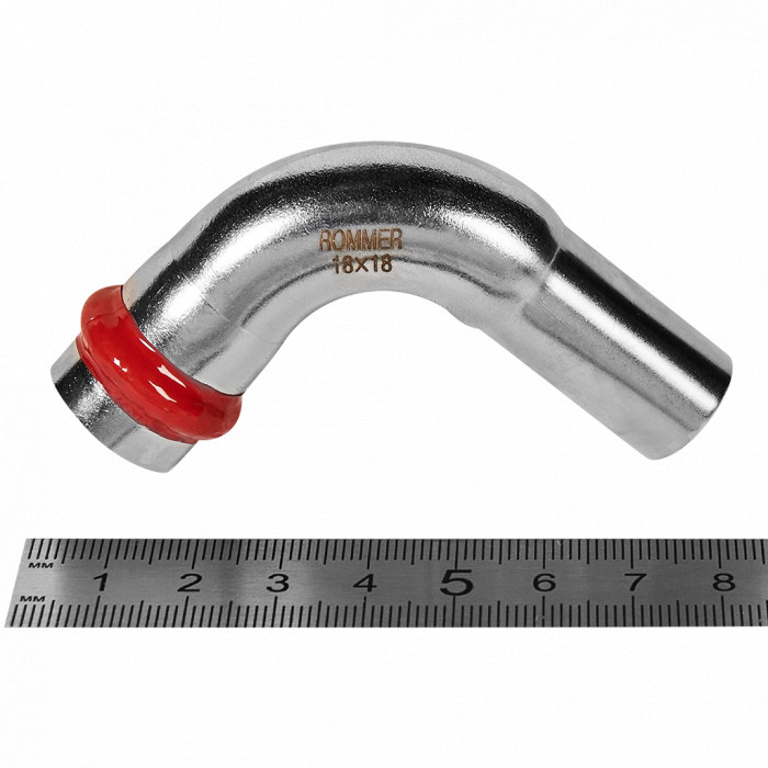 ROMMER RSS-0002-000018 ROMMER Угольник однораструбный 90°-НПр, 18, из нержавеющей стали прессовой