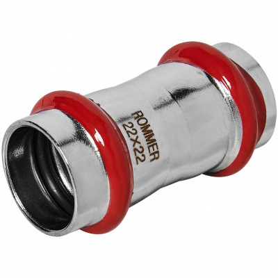 ROMMER RSS-0017-000022 Муфта равнопроходная, 22, из нержавеющей стали прессовой