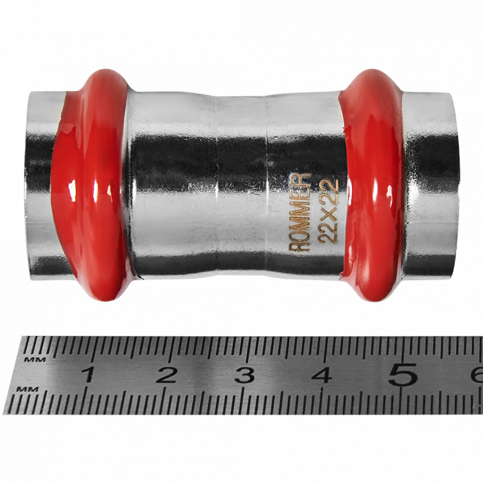 ROMMER RSS-0017-000022 Муфта равнопроходная, 22, из нержавеющей стали прессовой