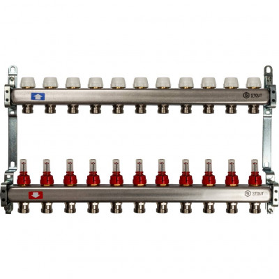 STOUT Коллектор из нержавеющей стали с расходомерами 11 вых.