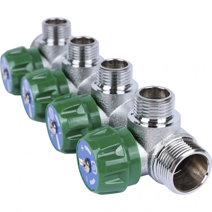 STOUT SMB-6849-341204 STOUT Коллектор регулирующий 3/4", 4 отвода 1/2" плоское уплотнение