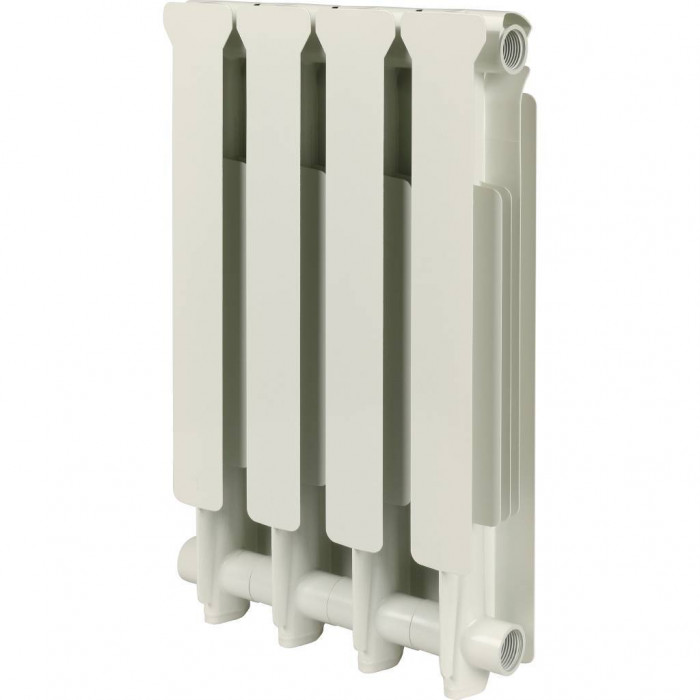 Алюминиевый радиатор STOUT Bravo 500, 4 секций, боковое подключение, белый