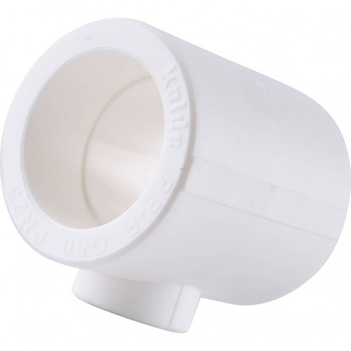 Тройник переходной Kalde 50x25x50 для полипропиленовых труб под сварку (цвет белый)