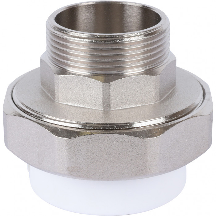 Политэк Политэк White fittings 50х1 1/2 Муфта разъемная с наружной резьбой для полипропиленовых труб под сварку (цвет белый)