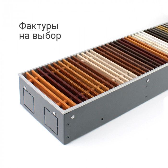 Конвектор внутрипольный EKQ 300×110×1000, роликовая решетка, цвет алюминий