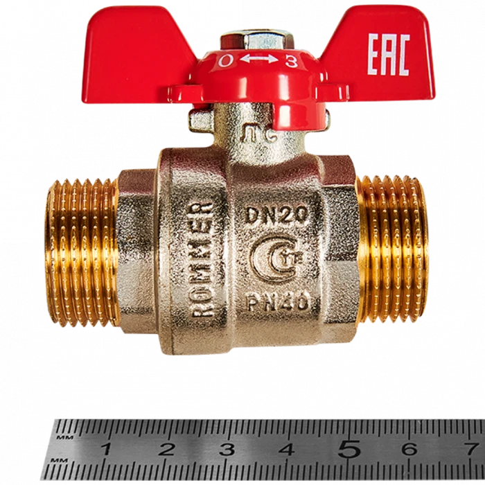 Кран шаровой ROMMER НР/НР, ручка бабочка 3/4