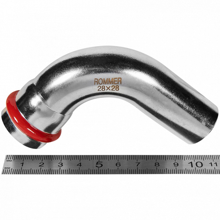 ROMMER RSS-0002-000028 ROMMER Угольник однораструбный 90°-НПр, 28, из нержавеющей стали прессовой