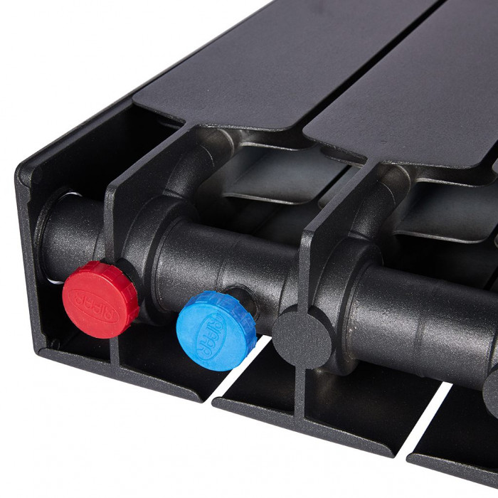 Биметаллический радиатор RIFAR SUPReMO VENTIL 500, 4 секций, нижнее правое подключение, черный