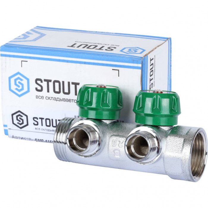 STOUT SMB-6850-011202 STOUT Коллектор регулирующий 1", 2 отвода 1/2"
