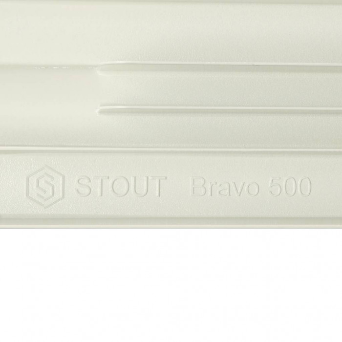 Алюминиевый радиатор STOUT Bravo 500, 6 секций, боковое подключение, белый