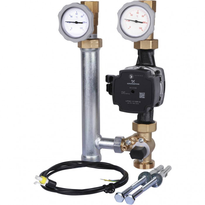 Группа насосная Meibes, поколение 8, MK с нас. Grundfos UPM3 Hybrid 25-70* , трехход. смесит., 1