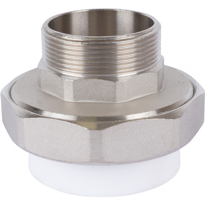 Политэк Политэк White fittings 63х2 Муфта разъемная с наружной резьбой для полипропиленовых труб под сварку (цвет белый)