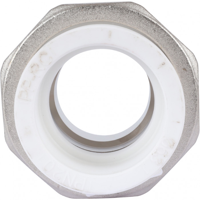 Политэк Политэк White fittings 63х2 Муфта разъемная с наружной резьбой для полипропиленовых труб под сварку (цвет белый)