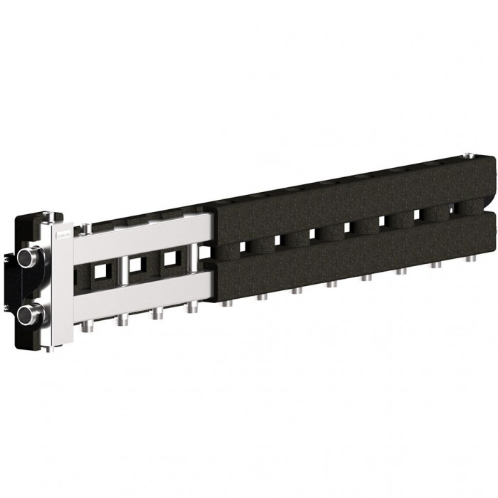 Балансировочный коллектор GIDRUSS BMSS-80-6D.EPP (до 80 кВт, подкл. котла G 1, 5 контуров G 1, боковой контур G 1, зеркально-матовая полировка, 4D-кронштейны K.UMS, EPP-термоизоляция)