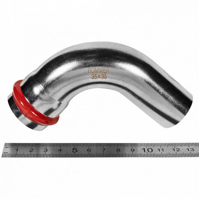 ROMMER RSS-0002-000035 ROMMER Угольник однораструбный 90°-НПр, 35, из нержавеющей стали прессовой