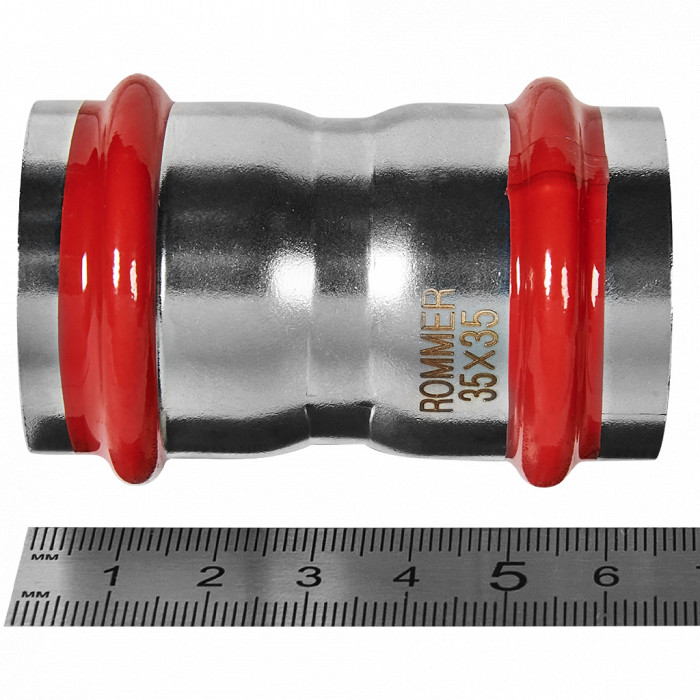 ROMMER RSS-0017-000035 Муфта равнопроходная, 35, из нержавеющей стали прессовой