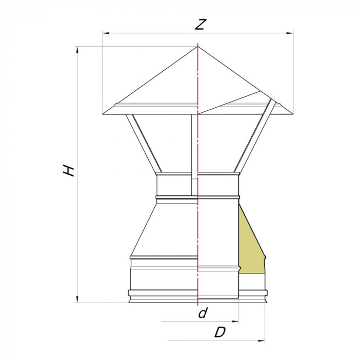Зонт D130/230, AISI 321, 0,8 мм/304 (Вулкан)