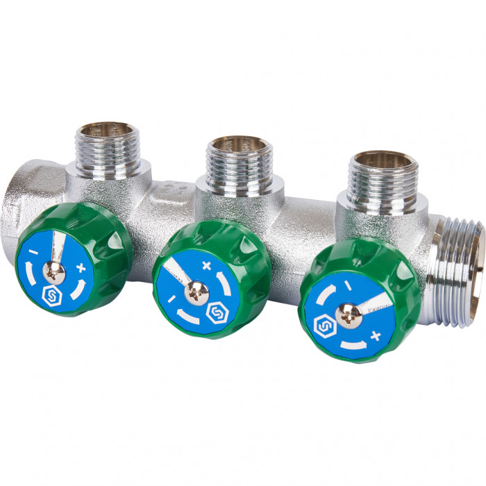STOUT SMB-6850-011203 STOUT Коллектор регулирующий 1", 3 отвода 1/2"