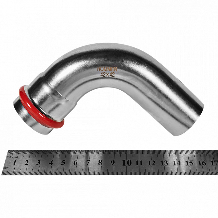 ROMMER RSS-0002-000042 ROMMER Угольник однораструбный 90°-НПр, 42, из нержавеющей стали прессовой