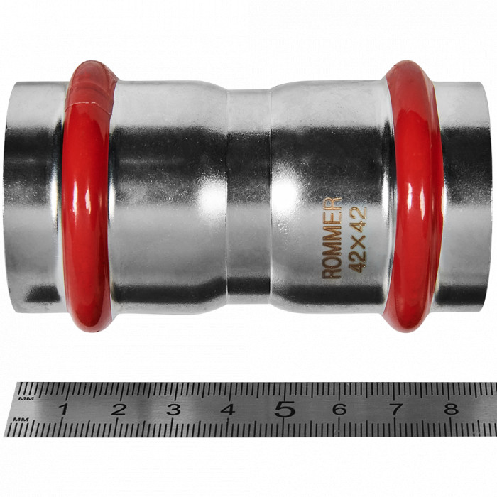 ROMMER RSS-0017-000042 Муфта равнопроходная, 42, из нержавеющей стали прессовой