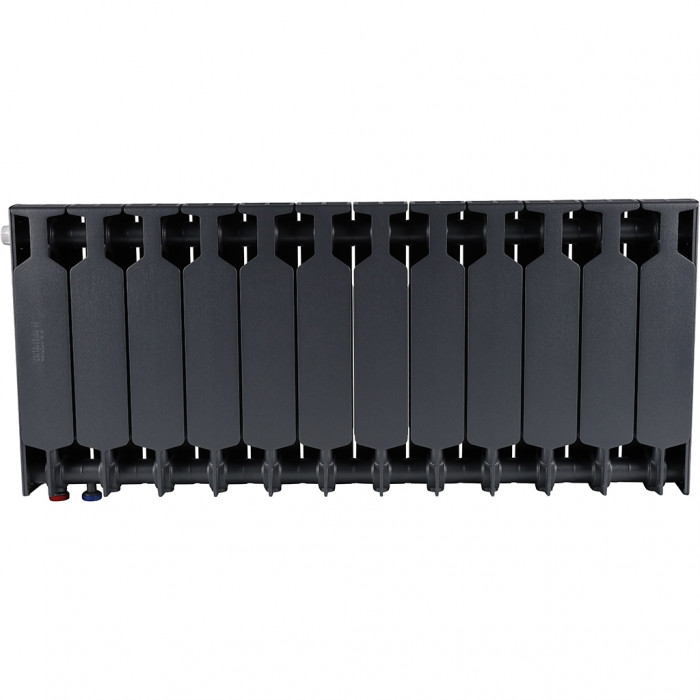 Биметаллический радиатор RIFAR SUPReMO VENTIL 350, 12 секций, нижнее правое подключение, черный