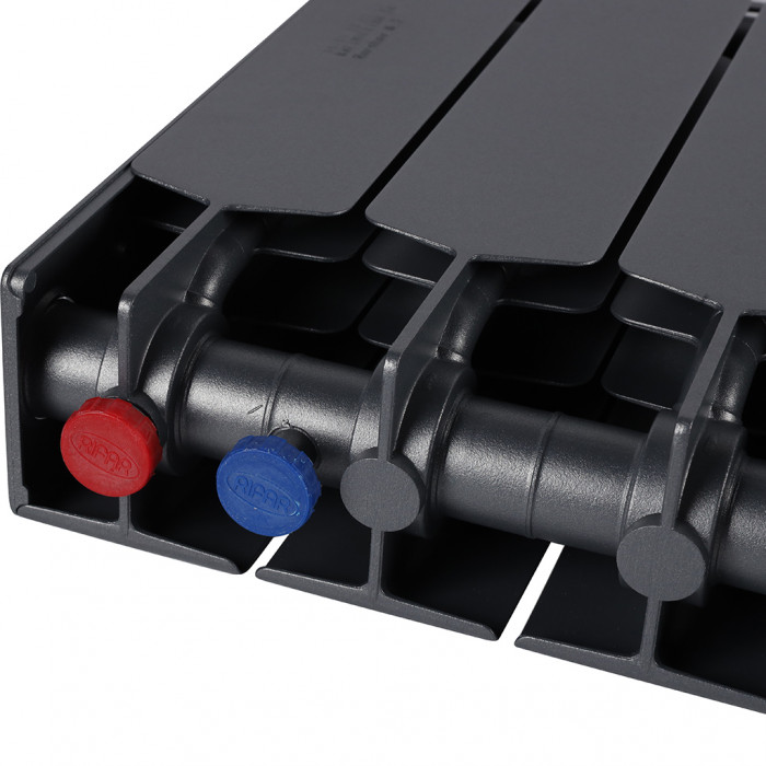 Биметаллический радиатор RIFAR SUPReMO VENTIL 350, 12 секций, нижнее правое подключение, черный